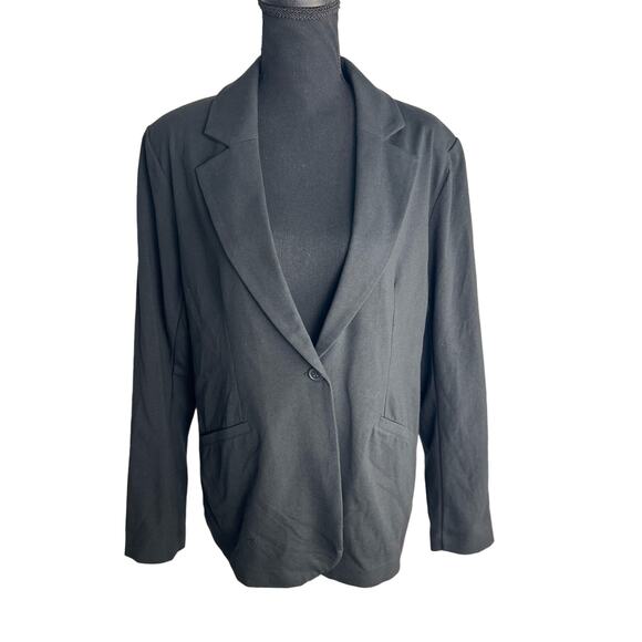 QVC Women with Control Knit Long Sleeve Blazer NWT BLACK SIZE L - Picture 2 of 8